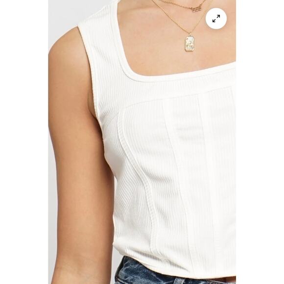 NWT Sans Souci CORSET TANK TOP White LARGE Reg $44 - Picture 3 of 7